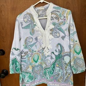 Linen top, Med, by Linen Charter Club, Luxury, beautiful, great condition, white